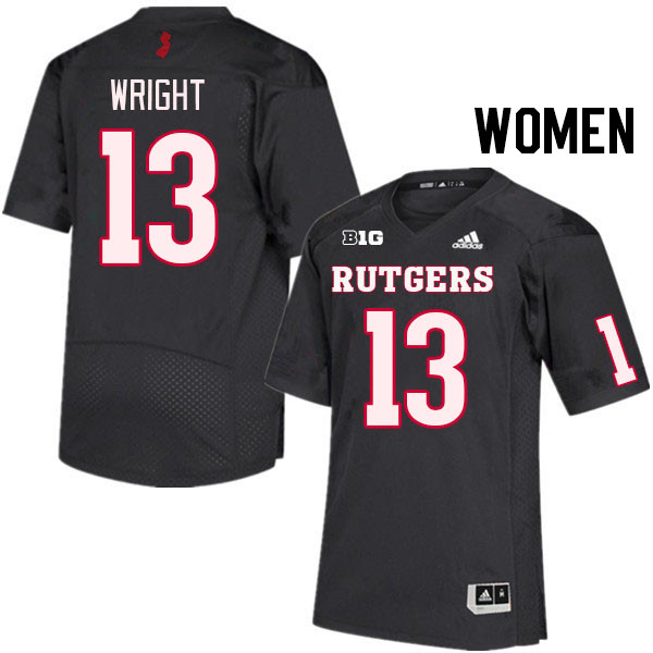 Women #13 Abram Wright Rutgers Scarlet Knights College Football Jerseys Stitched Sale-Black